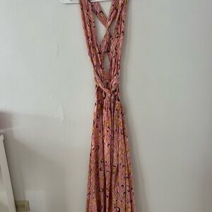 Elegant Pink Patterned Women's Dress